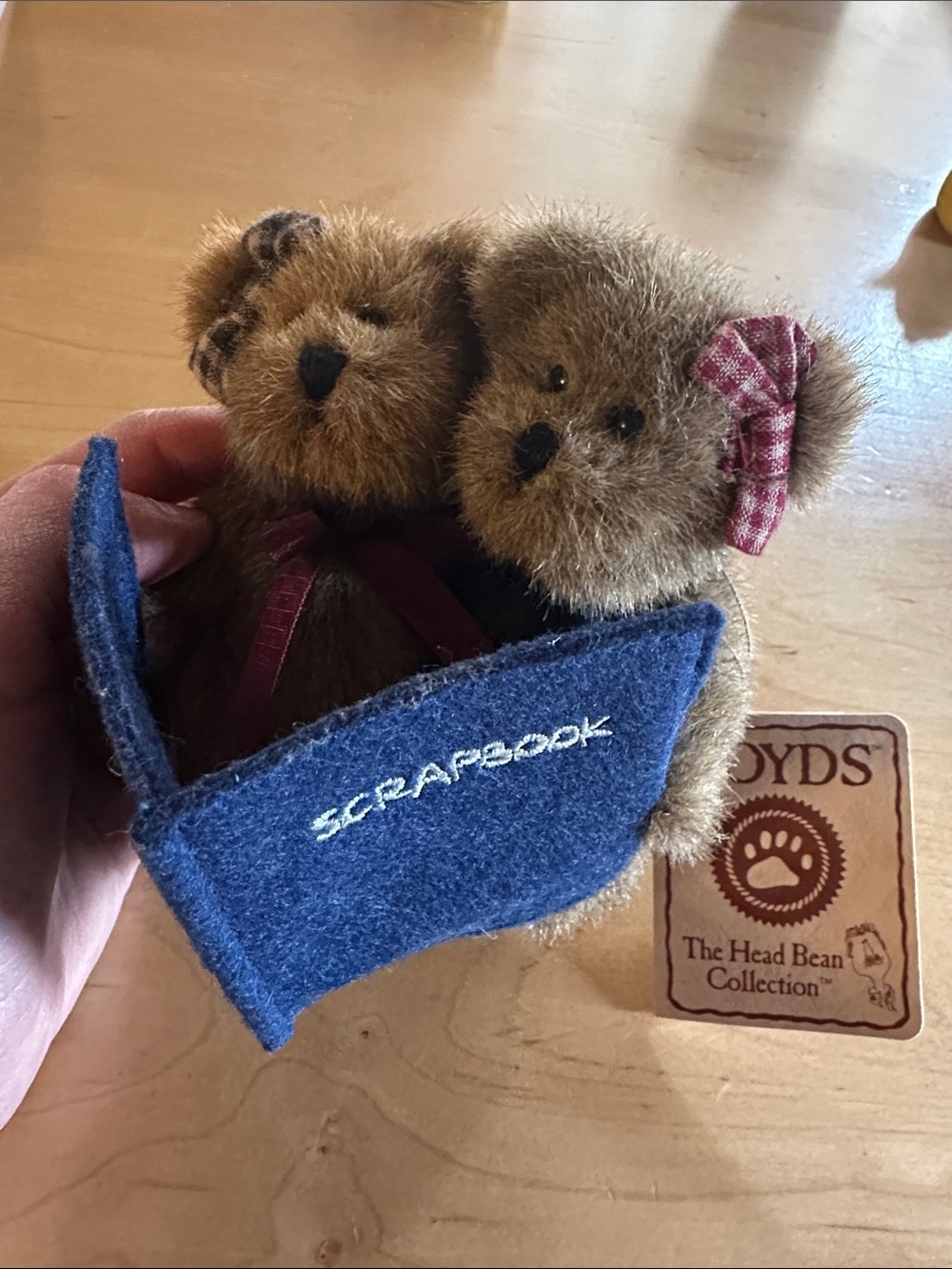 Boyds Bears Brown Twin Plush with Blue Felt Scrapbook